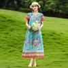 Vestido de Seda de Algodão para Mães de Meia-Idade e Idosas, Novo Estilo Verão 2026, Elegante e Nobre, Esconde a Barriga, Vestido de Seda de Algodão da Moda e Estiloso