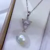 Joias e Acessórios de Pedras Preciosas Bases Vazias Prata S925 Cabeça de Leopardo com Olhos Verdes Fecho Universal Brincos Pingente com Pérolas Naturais de Água Doce Anel