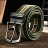 Cinturón de lona con hebilla de alfiler para hombre, cinturón de tela tejida gruesa para exteriores, cinturón alargado y versátil para entrenamiento militar de estudiantes.