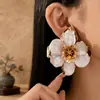 Brincos Florais Mais Vendidos da Temu Shein Transfronteiriços, Estilo Corte Vintage, Versáteis Brincos de Camélia Dourados Dopamina
