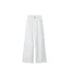 Diseño Blanco, Corte Delgado Personalizado, Bordado, Cubre Cadera, Pantalones Versátiles de Pierna Ancha, Adelgazante para Figuras Pequeñas, con Efecto de Caída, Adecuado para Ropa Exterior, Jeans
