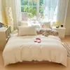 Conjunto de Cama Pastoral de Fio Duplo Classe A Super Macio de Quatro Peças Capa de Edredom Rosa Jacquard de Algodão Puro Lençóis de Cama Roupa de Cama Cama Lençóis de Cama