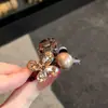 Cor de chá Maillard flor strass pérola mini presilha de garra pequena presilha de tubarão franja de menina cabelo fino acessórios para cabelo atacado