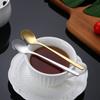 Aço Inoxidável 304 Colher Gota d'Água Colher de Café Dourada de Alto Valor Colher Redonda Pequena com Cabo Longo Colher de Mexer Gelo Colher de Presente