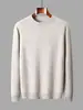 Nuevo Suéter de Punto de Cachemira Pura para Hombre Otoño e Invierno, Cuello Redondo, Cálido, de Alta Gama, Versátil, Manga Larga, Camiseta Básica de Cachemira