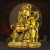 Estatueta de Bronze do Deus da Riqueza Sentado em uma Cadeira de Dragão com uma Tigela de Tesouro, Adequada para Casa, Loja, Escritório, Adoração, Festa de Inauguração e Abertura de Negócios