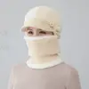 Mono de bufanda de piel de conejo para madres de mediana edad y ancianos, bufanda de sombrero de lana con felpa para invierno de niños y ancianos para mantenerse abrigado