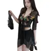 Traje de banho de duas peças, estilo saia, de manga comprida, puro e sedutor, de alta qualidade, para mulheres, biquíni, adequado para seios pequenos, perfeito para fontes termais, um traje de banho de fada