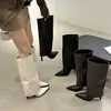 Temperamento de celebridad de internet punta fina hace que las piernas se vean largas socialité citas tacones altos pantalones bootcut botas mujer 2026 Primavera/Otoño Nuevo estilo europeo y americano tacón fino