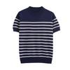 Ropa Europea y Americana Transfronteriza 2025 Verano Nueva Moda Clásico Simple Versátil Cuello Redondo Manga Corta Tejido de Punto