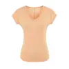Camiseta para mujer, puramente seductora, ligeramente transparente, escote en V sexy, hombro normal, manga corta, para verano, entallada a la cintura, estilo básico versátil, top casual elástico