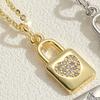 Colar de pingente de cobre 14k real ouro de cinco pontas estrela amor cruz bloqueio colar Amazon popular corrente de clavícula de zircão de celebridade online