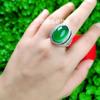 Anillos Plateados al por Mayor con Calcedonia Verde Hielo de Alta Calidad, Anillos de Estilo Elegante para Hombre con Piedras Preciosas de Ágata Verde Brillante, Anillos para Hombre, Suministro para Transmisión en Vivo