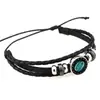 Oye Ventas Directas de Fábrica Pulsera Zodiaco Vintage Hecha a Mano Europea y Americana Pulsera de Cuero de los 12 Signos del Zodiaco Estilo Punk