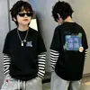 Camiseta de Manga Larga con Parches Rayados para Niños, Falsa Dos Piezas, Capa Base de Algodón Puro, Primavera Otoño 2026 Nuevas Llegadas, Ropa para Niños Medianos y Grandes