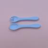 Garfo Colher de Silicone Integral com Cabo Longo para Crianças Bebê Treinamento de Refeição Ferramenta de Alimentação Garfo de Cabeça Macia para Bebê Conjunto de Alimentos Complementares
