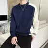 Suéter color block, peça básica masculina da moda, estilo popular de celebridade da internet, nova coleção outono/inverno 2026, malha masculina estilosa e descolada