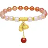 Pulsera de Perlas Rosas de Cacahuete de Caqui Buena, Estilo Antiguo, Lujo Ligero, Gama Alta, Dulce, Moderna, Retro, Pulsera Versátil