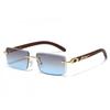 2025 nuevas gafas de sol de moda sin montura transfronterizas personalidad europea y americana leopardo decorativo cuadradas sin montura hombres