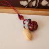 Llave de cadena Colgante Ruyi de Palisandro Natural Caqui Buena Acción Cacahuete Colgante de Bolsa Nuevo Estilo Chino Antiguo Colgante de Cuerda de Wadeo