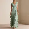 Moda Femenina Europea y Americana Otoño 2026: Nuevo Vestido Largo de Lujo Ligero de Gama Alta, Vestido de Color Sólido Estilo Francés
