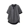 Camiseta de Punto Estilo Universitario Retro para Hombre con Cuello Camisero de Rayas y Mangas Cortas, Versátil para el Uso Diario en Verano