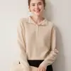 Suéter de lujo 100% cachemira pura para mujer, otoño e invierno, con media botonadura, cuello alto pequeño, adelgazante, adecuado para usar en capas