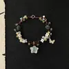 Diseñador Británico Make Kana Pulsera Tejida de Calcedonia Transparente Estrella Olivino para Mujer