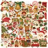 50 adesivos de Natal de desenho animado vintage desenhados à mão para decoração de copo de água DIY, adesivos de PVC populares de feriado para brinquedos transfronteiriços