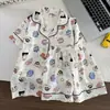 Pijama de Algodón Nube para Niños Verano Manga Corta Dibujos Animados Princesa Ropa de Casa para Niñas y Niños Mayores