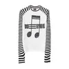 Camiseta Raglan Leve Sub-Sônica Listrada Desgastada de Manga Longa Estampada Listrada para Homens e Mulheres Camada Base Streetwear Solta