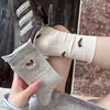 Calcetines Rayados Azul Grisáceos Estilo Coreano para Mujer, Calcetines de Media Pantorrilla, Calcetines para Mujer de Algodón Peinado, Calcetines Lindos de Cachorro de Dibujos Animados Estilo Japonés de Moda