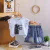 Traje Masculino 2026 Verão Novo Infantil Casual Bebê Sem Manga Roupas de Verão Estilo Coreano Colete Conjunto de Duas Peças Tendência Dropshipping