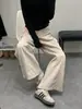 Jeans de trabajo beige para mujer talla grande, nuevos pantalones de pierna ancha rectos holgados de cintura alta para otoño e invierno para mujeres petite