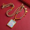 Colgante de Oro Xizang Verde Madre Zorro de Nueve Colas Amarillo Dios de la Riqueza Pasado y Presente Thangka Pintado a Mano Caja Gawu Collar Colgante