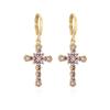 Aogu Moda Europea y Americana Baño de Cobre Oro de 18K Zircón Aretes Geométricos para Mujer Ins Nicho Aretes Personalizados Suministro Transfronterizo