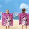 Toalha de Banho Personalizada para Crianças com Capuz, Roupão Macio, Secagem Rápida, Estampado de Desenho Animado, Microfibra, Capuz, Toalha de Praia