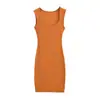 Vestido ajustado de tirantes sin mangas con escote cuadrado puramente seductor, ceñido a la cintura, falda corta, nuevo vestido tipo tank top de color sólido ajustado para el verano para mujer