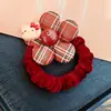Elástico de Cabelo de Veludo Flor Vermelha de Ano Novo, Elástico Fofo para Crianças, Elástico de Cabelo, Faixa de Cabelo, Elástico de Cabelo, Acessórios de Cabelo para Meninas