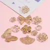 Nuevos Accesorios de Joyería de Flor Rosa Mariposa con Borde Dorado DIY Pasador Accesorios para Pulsera Aretes Accesorios para Pasador Paquete de Material