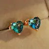 Pendientes pendientes oro rosa Esmeralda Roja piedra turmalina amor pendientes de piedra joyería europea y americana una generación de cabello