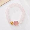 Pulseira de Quartzo Rosa Natural para Mulheres, Pulseira Estilo Tendência Nacional Despertar do Leão de Fluorita, Cristais Swarovski, Presente para Melhor Amiga, Atacado, Puramente Feita à Mão