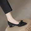 Otoño 2026 Nuevos Zapatos de Salón Retro Mate de Punta Baja con Tacón Cuadrado Bajo Tacón Versátiles