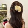 Pinza retorcida de flor de rosa francesa romántica para mujer, pinza de agarre de una palabra de alta gama, pinza para el pelo, pinza para la parte posterior de la cabeza, accesorio para el cabello