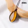 Pendente de gota d'água de cristal natural pedra bruta oval polida pedra de energia colar corrente de suéter joias da moda atacado
