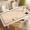 Mantel individual para mesa de comedor estilo crema, sensación de lujo ligero y alta gama, impermeable y a prueba de aceite, mantel sin lavado, mantel individual rectangular fresco y simple para mesa de café