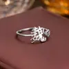 Anillo con Apellido de Plata de Ley 925 para Mujer, Nuevo Diseño de Nicho en Forma de Corazón, Anillo Abierto para Dedo Índice, Regalo Versátil