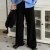 Pantalones Minimalistas Juveniles y Energéticos Asclo&Qiao con Pliegues Fluidos y Piernas Rectas Hasta el Suelo, Pantalones Casuales de Pierna Ancha para Primavera