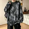 Sudadera juvenil, sudadera de cuello redondo para hombre, tie-dye pesado, otoño, corte holgado, chaqueta de marca retro americana de moda con tachuelas