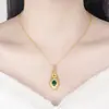Venta caliente colgante de jade dorado chapado en oro incrustado botella de agua de plata antigua colgante de botella de tesoro collar de Bolsa de la Suerte regalo para actividades